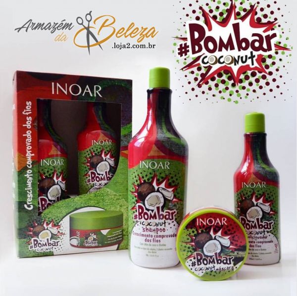 Kit Shampo + Condicionador +Máscara INOAR Bombar Coconut