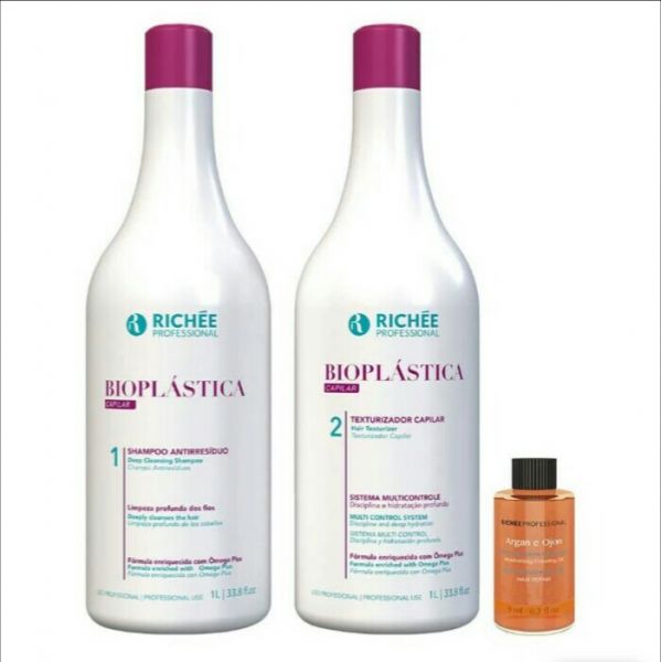 Bioplástica Capilar Richée - Kit 2x 1000ml + óleo hidratante 9ml