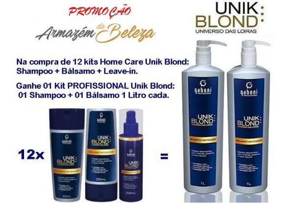 12 Kits Home Care Unik Blond - grátis 1 kit profissional 1 Lt.