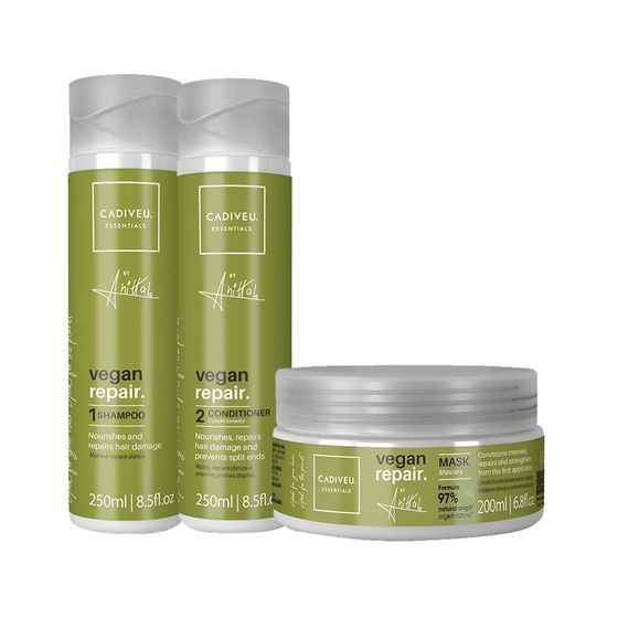 Kit Cadiveu Vegan Repair Anitta Shampoo 250 Ml + Cond 250 Ml + Masc 200 Ml